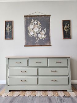 Sage green dresser, Changing table