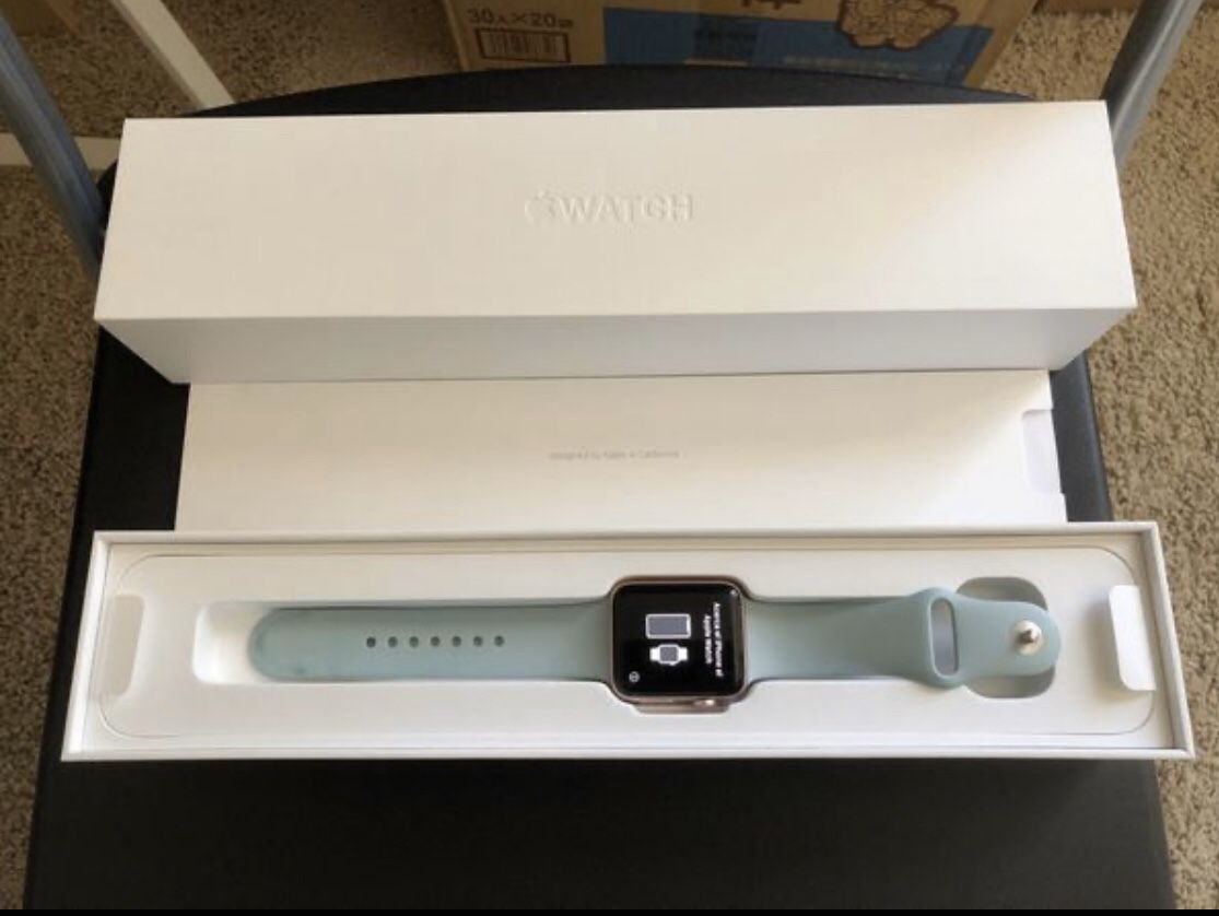 Apple Watch Series 2 Rose Gold 42mm with Turquoise Sport Band