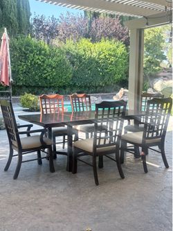 Dark wood dining table