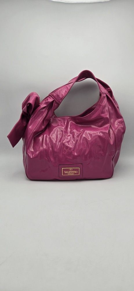 Awesome Parent Leather Y2K Vintage Valentino Pink Bow Women's Handbag