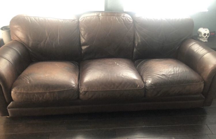 Leather couch / sofa with cover