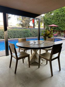 Rustic Farm Style Table with 4 Chairs