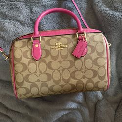 Coach Signature Mini  Satchel Pink Trim