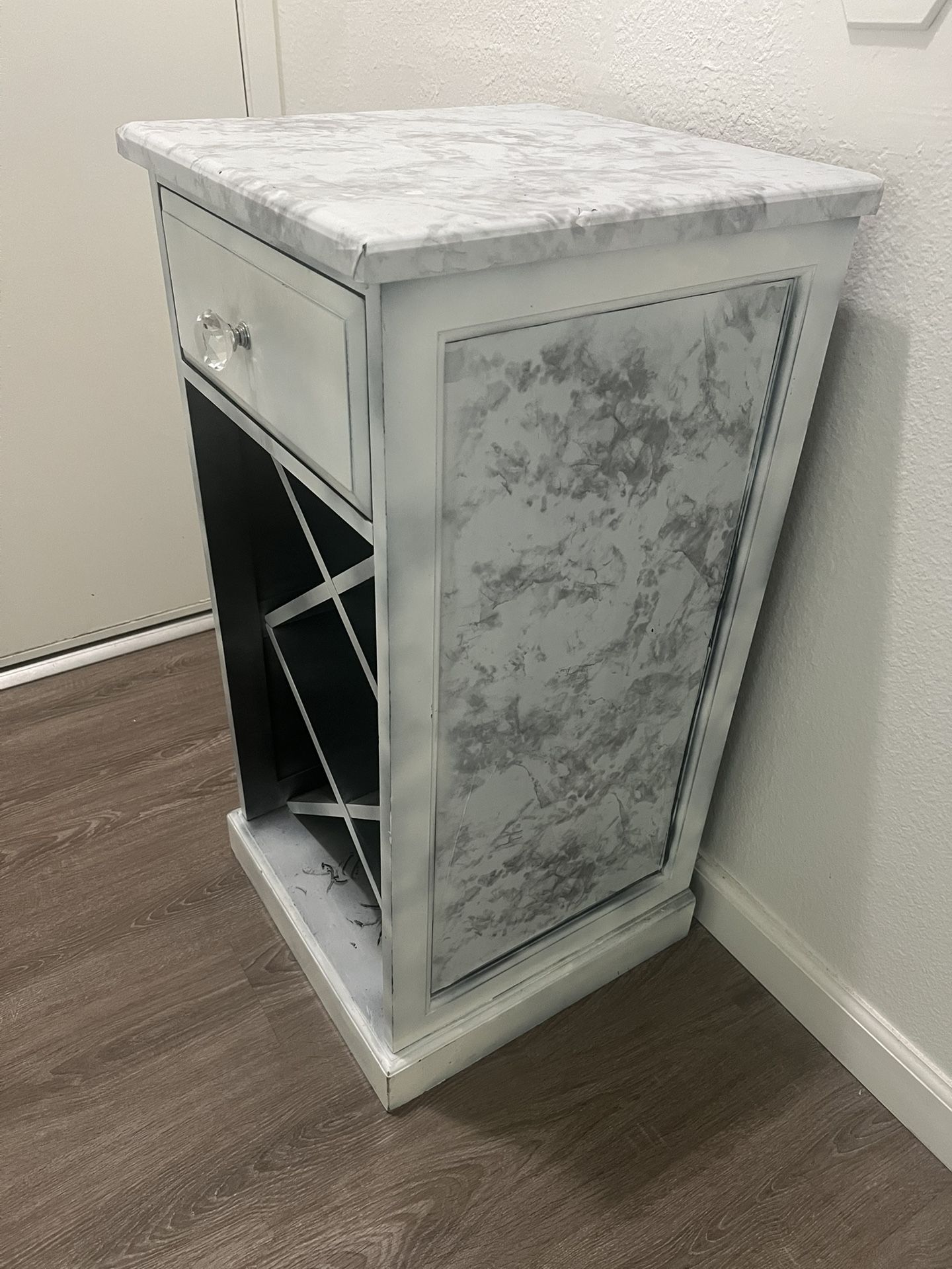 Wine Bottle Storage. Night Side Table With Drawer
