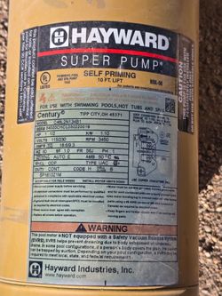HAYWARD 1 1/5  HP Self Priming Pool Pump Valve also