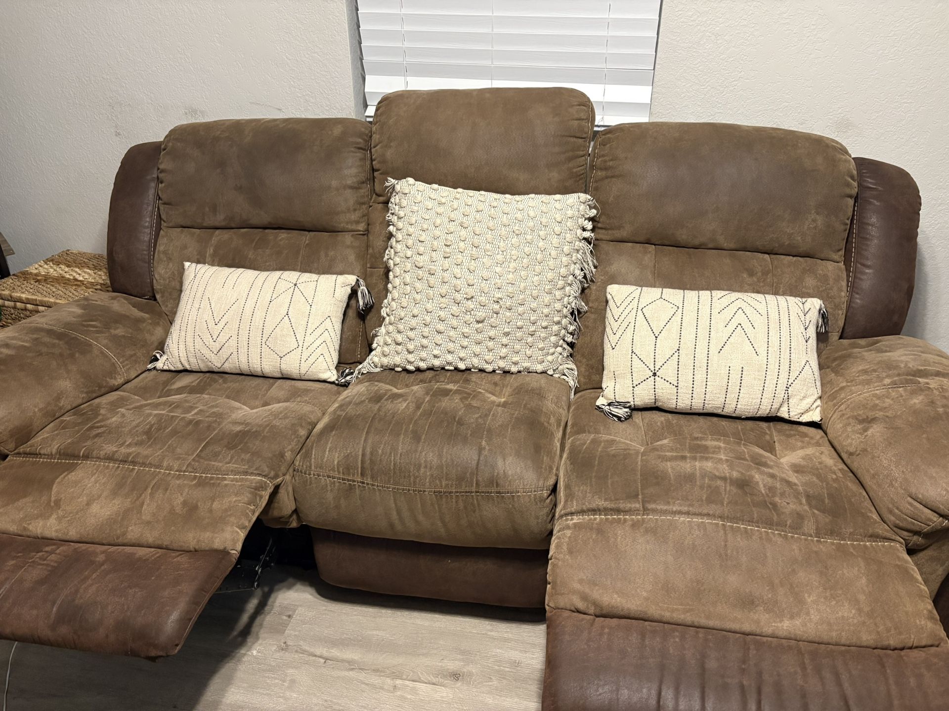Brown Reclining Couch Set – 3 & 2 Seaters – Great Condition!