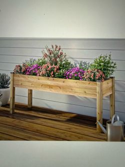 CedarCraft Elevated Cedar Planter: Outdoor Garden Bed with Greenhouse & Bug Cover, 23"x72"x30", Rectangular