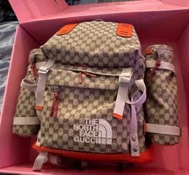 gucci x north face backpack The Flower Print Backpack/Daypack Multicolor WS11981 NUIR VINTAGE Gucci Gucci x The North