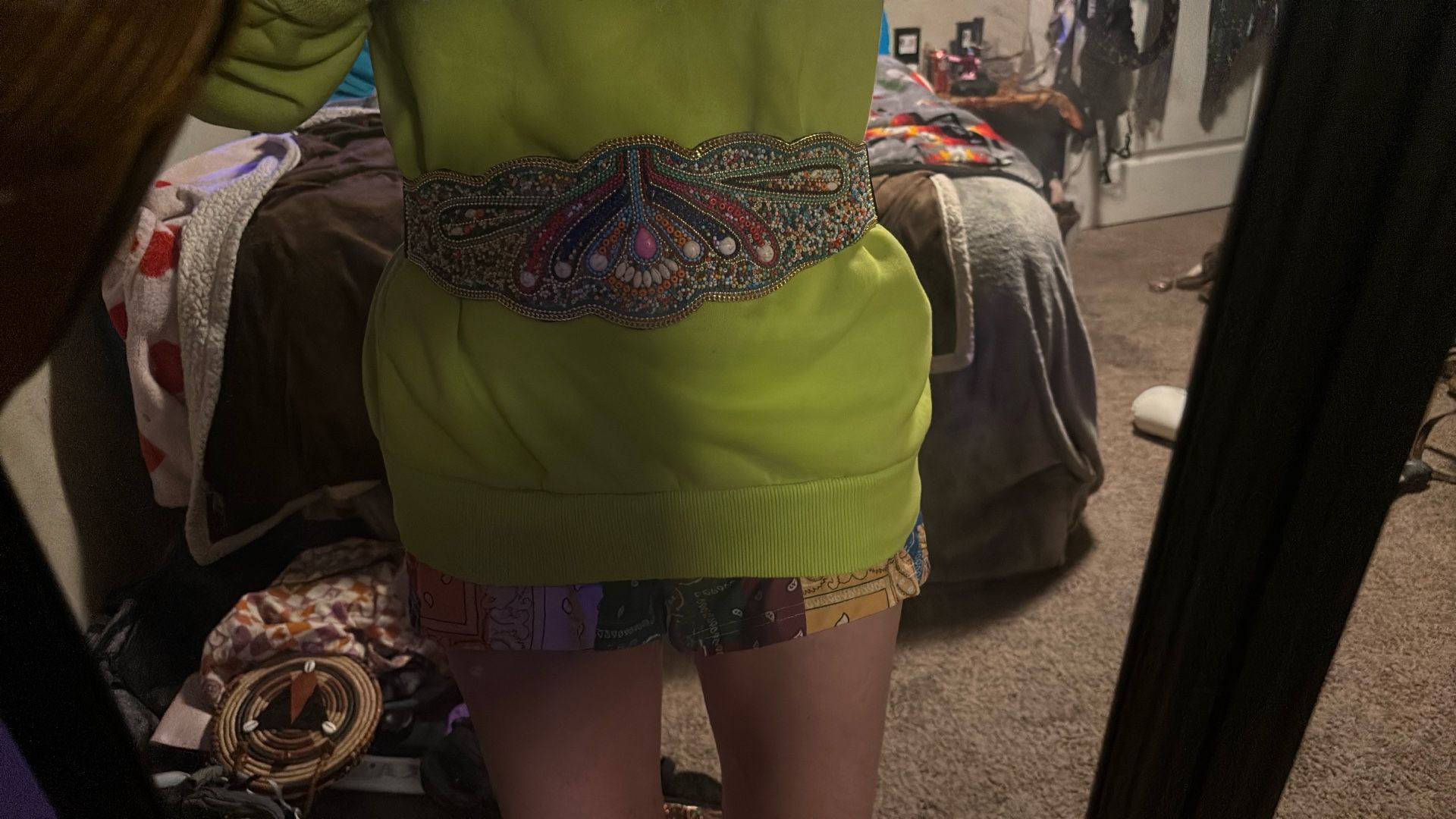 Handmade Beaded Belt Stretchy Material