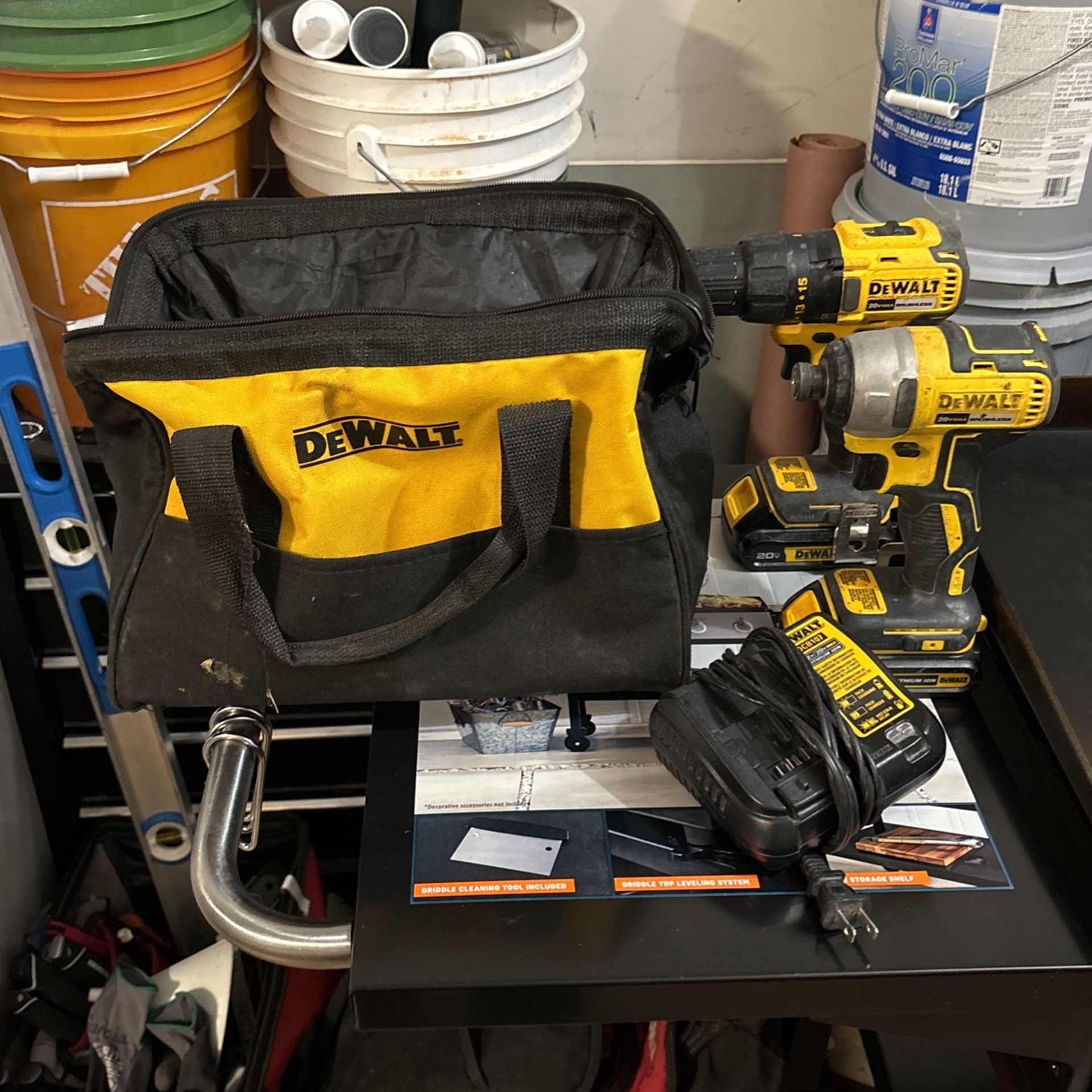 Dewalt Drill Set With Charger, 2 Batteries, N a 25 Ft Dewalt Measuring Tape 