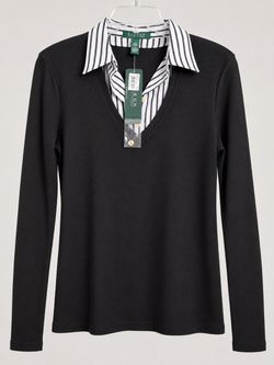 Lauren Ralph Lauren Faux-Layered Sweater — Size L, NWT