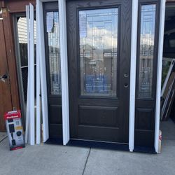 New Entry Door Fiberglass Size W64.1/2 H81.3/4 Left Hand Inswing Lock Molding Included $2650  Or Patio Door New 
