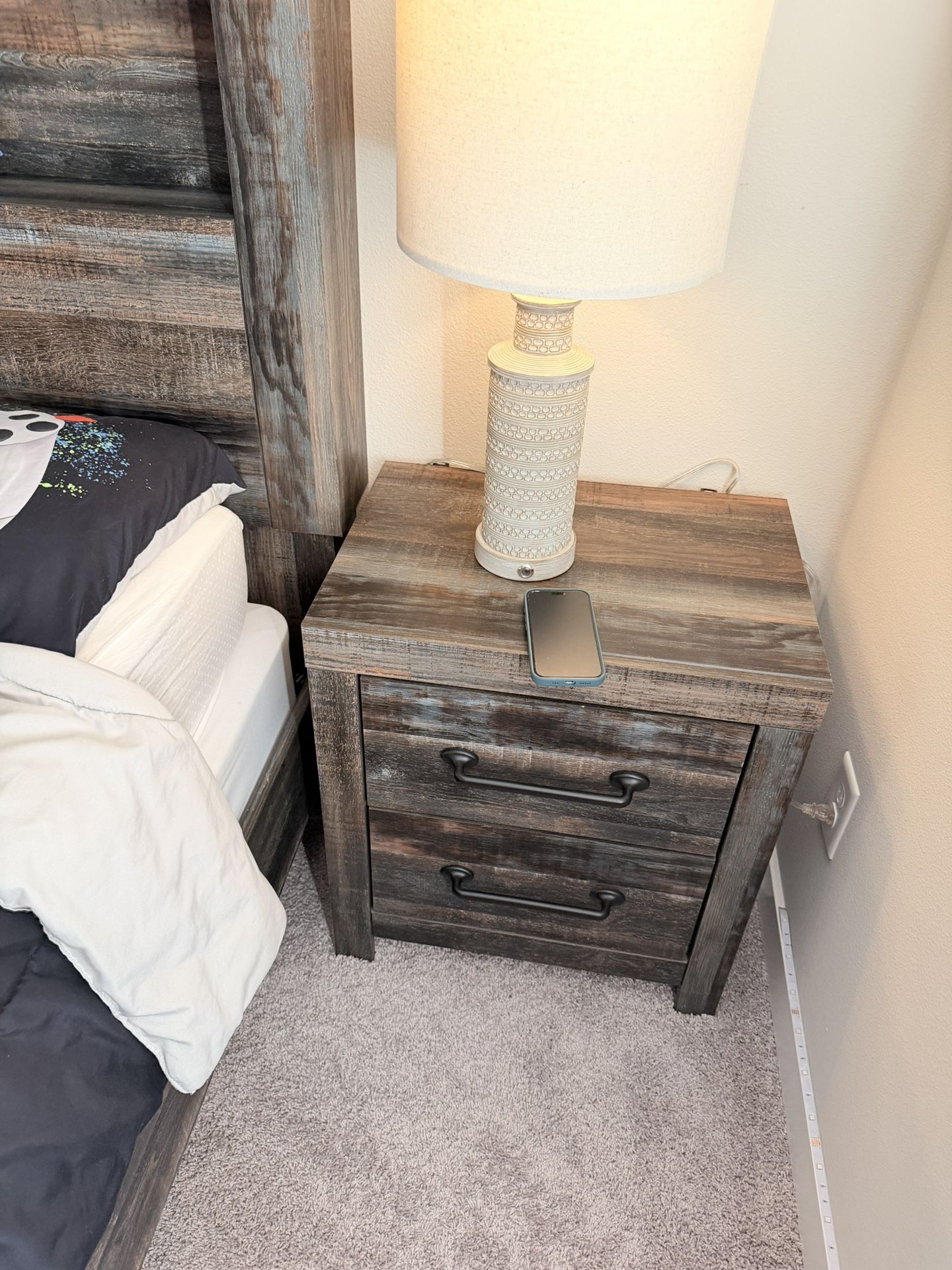 Queen Bed Frame, Box Spring and Nightstand