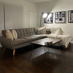 Mid-Century Modern Gray Sectional Sofa by George Oliver