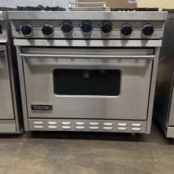 Viking 36”Wide All Gas Range Stove With Griddle In Stainless Steel 
