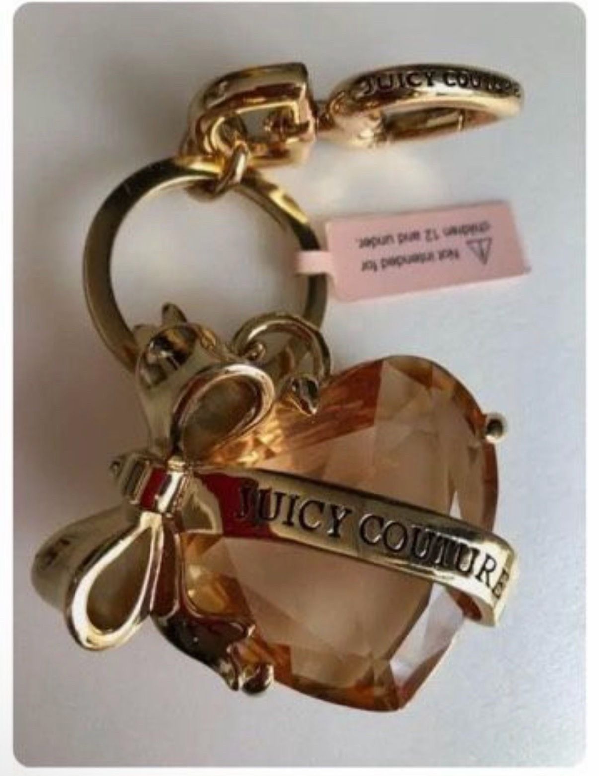 Juicy Couture pink Stone HeartBanner key fob