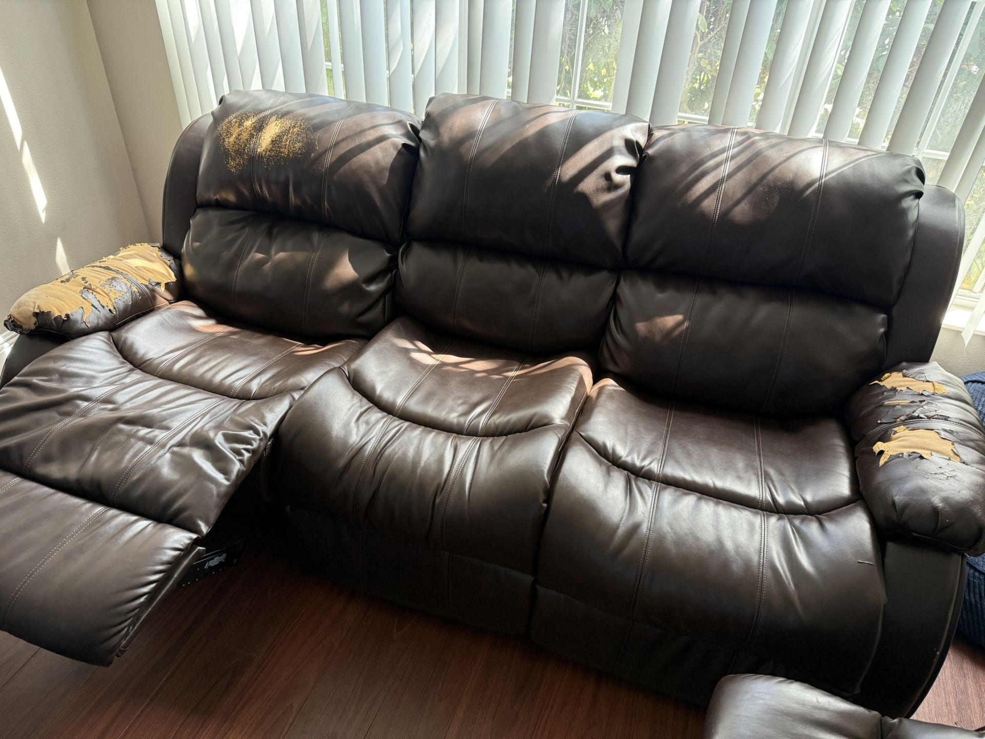 Free Reclining Sofa and Love Seat
