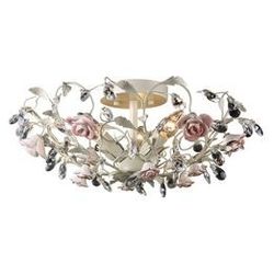 Elk Home Heritage 3-Light Semi Flush Cream Finish, Metal & Porcelain Roses w Clear Crystal (New)