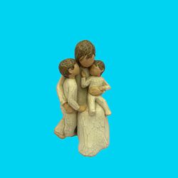 Vintage 2002 Willow Tree "Quietly" Figurine by Susan Lordi - Mother & Two Children Sculpture 