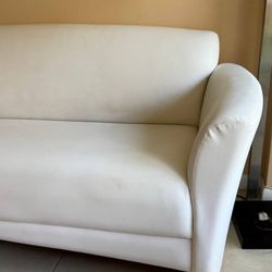 White Faux Leather Living Room Couch
