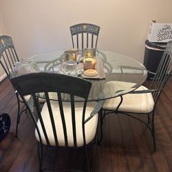 Wrought Iron Dining Set With Glass Top