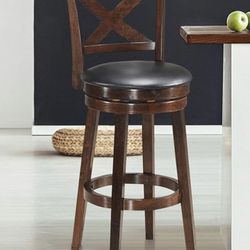 Costway Swivel Stool 24'' Counter Height Upholstered Dining Chair Home Kitchen Espresso