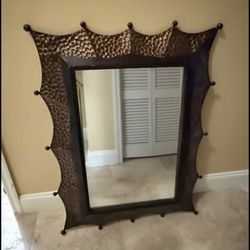 Vintage Hammered Bronze Mirror