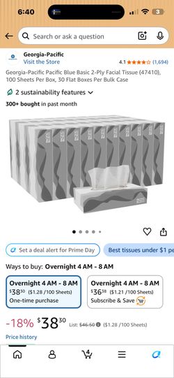 2-Ply Facial Tissue (47410), 100 Sheets Per Box, 30 Flat Boxes Per Bulk