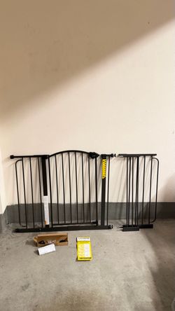 Regalo Home Accents Super Wide Safety Gate – Black Metal Walk-Through