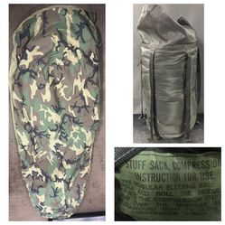 Military Compression Stuff Sack, Sleeping Bag, Bivy Cover. Sack needs new drawstring. 