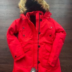 New Winter Jacket - Long Length Quilted Bubble Puffer Parka - Heavyweight Weather Resistant Coat, size M, runs smaller
