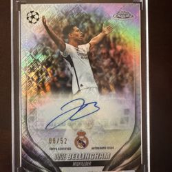 2024 Topps Chrome Jude Bellingham Topps Fractor Auto /52 #CA-JB Real Madrid 