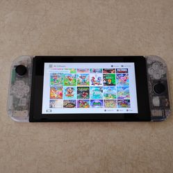 NINTENDO SWITCH CLEAR SHELL MOD with 125 Switch Games and 7500 Retro Games