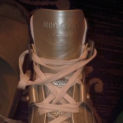 Jimmy Choo metallic-leather high-top sneakers