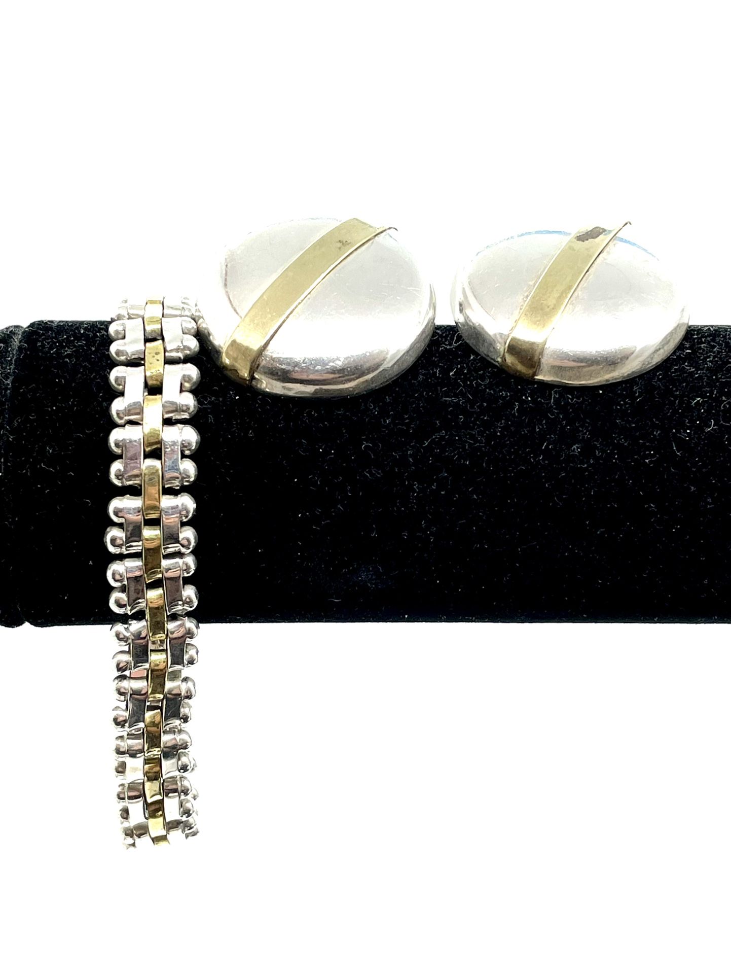Sterling Taxco Laton Bracelet & Earrings