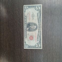 Red Certificate 5$ Bill