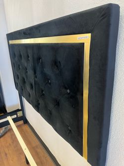 Black and gold queen bed frame