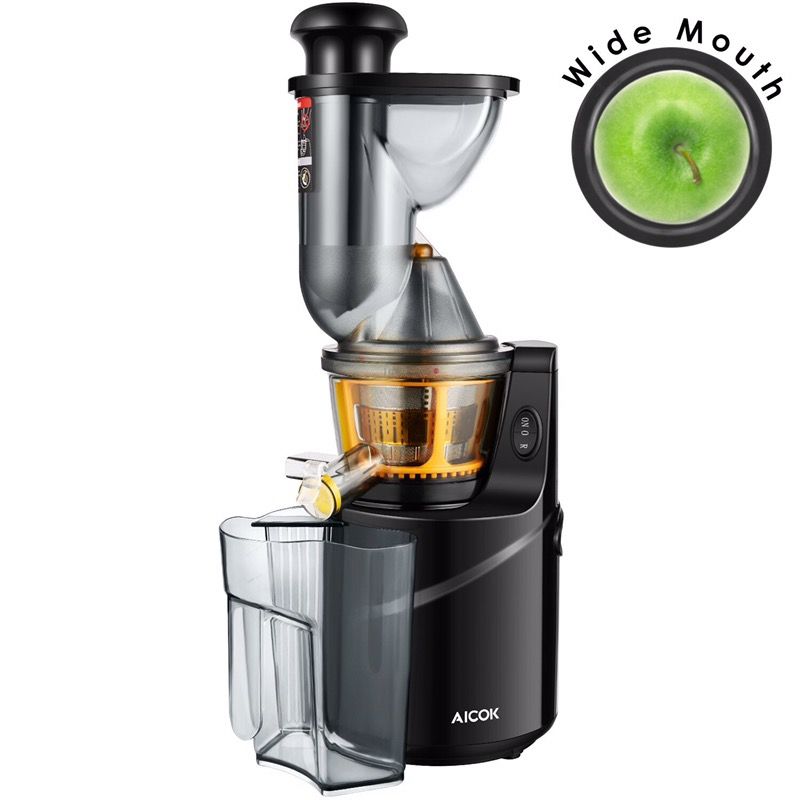 Aicok Juicer, Whole Slow Masticating Juicer, 75MM Wide Mouth Fruit and Vegetable Juice Extractor with Juice Jug and Cleaning Brush