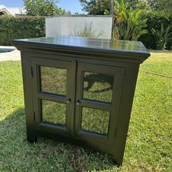 Black Side Table With Glass Pane Doors