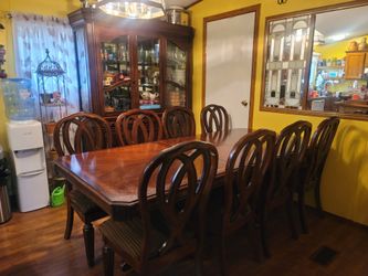 8 Chairs Dining Table And China Cabinet