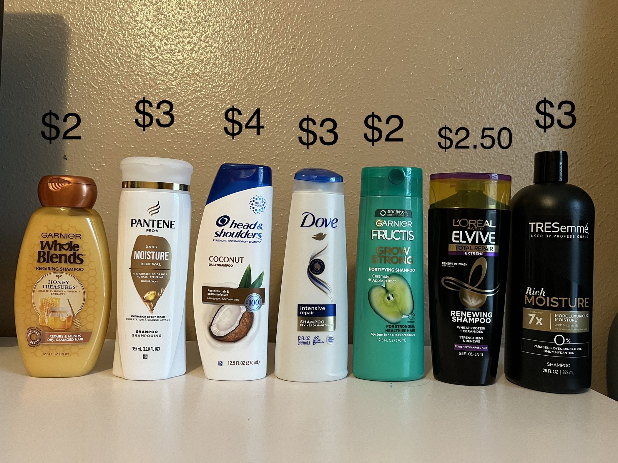 Shampoo - Different Brands Pantene Garnier Dove