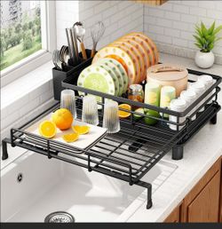 Black Metal Over-the-Sink Dish Drying Rack