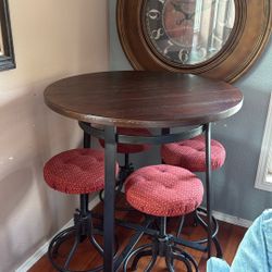 Pub Table And 4 Adjustable Height Stools