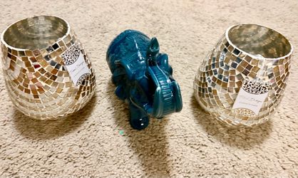 Mosaic Glass Votive Candle Holders Set of 2