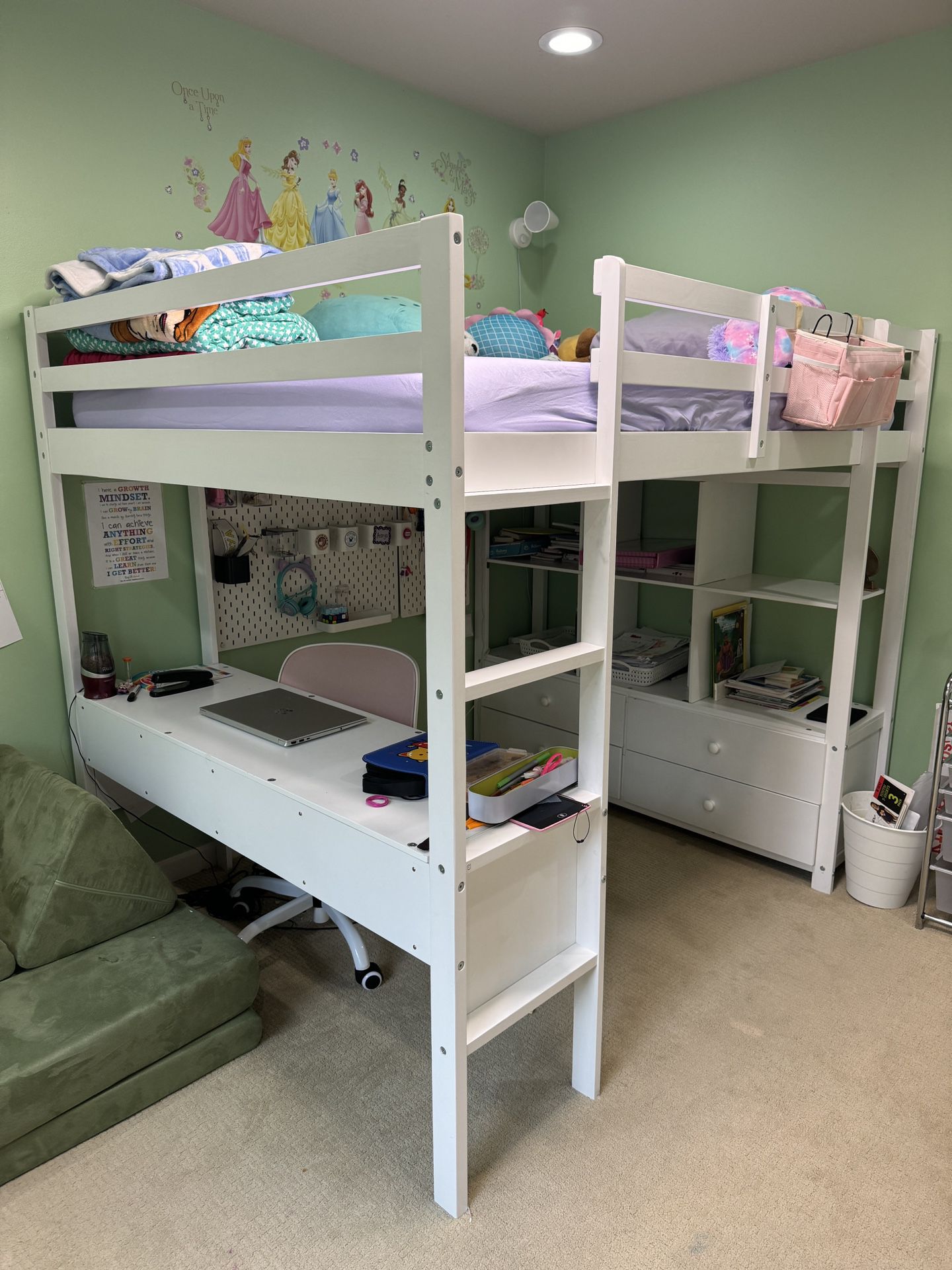 Full Size Bunk Bed / Desk / Storage, Mattress
