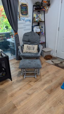 Gray Glider Rocking Chair with Ottoman