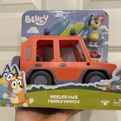 Bluey Heeler 4WD Family Vehicle 1 Figure Vehicle Family Fun 2 Surf Board HTF New. Ships out ASAP!