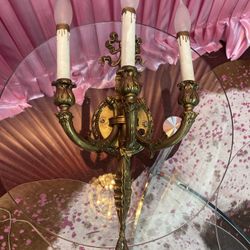 Gold Gilded Tri Hand Victorian Candelabra 