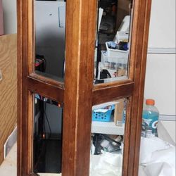 Beveled Mirror Wooden Pedestal Stand Column