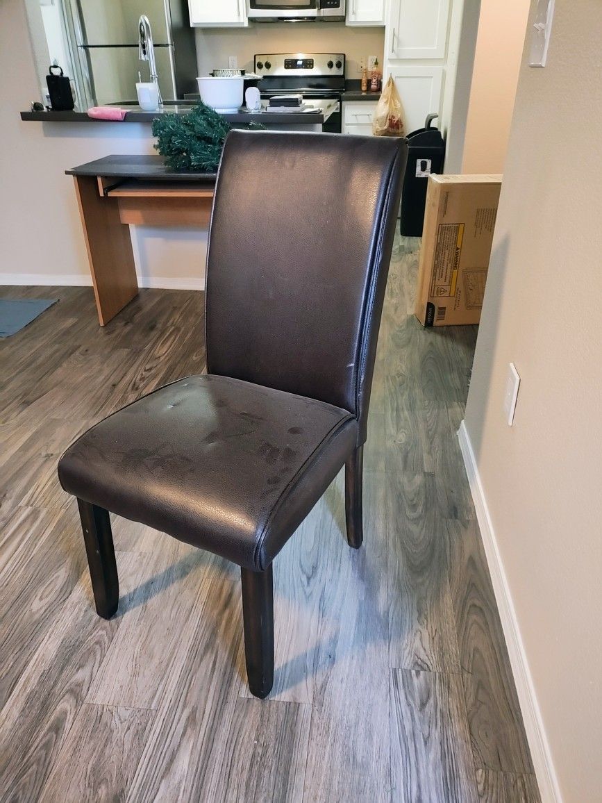 Leather Kitchen Chair..Brown...No Tears